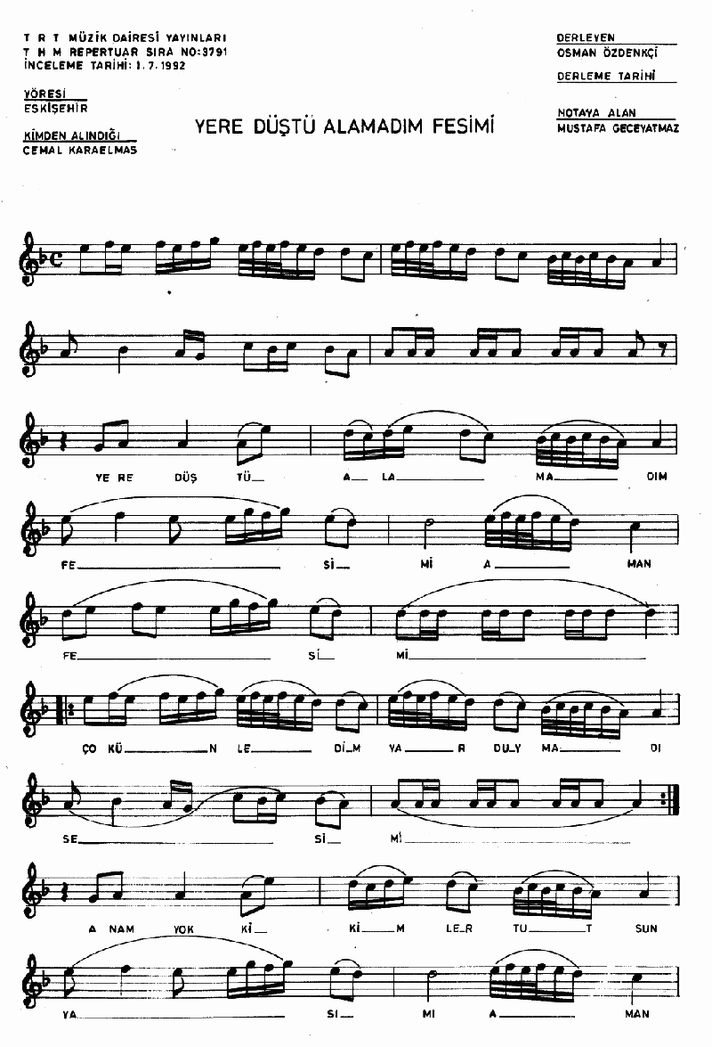 YERE DÜŞTÜ ALAMADIM FESİMİ