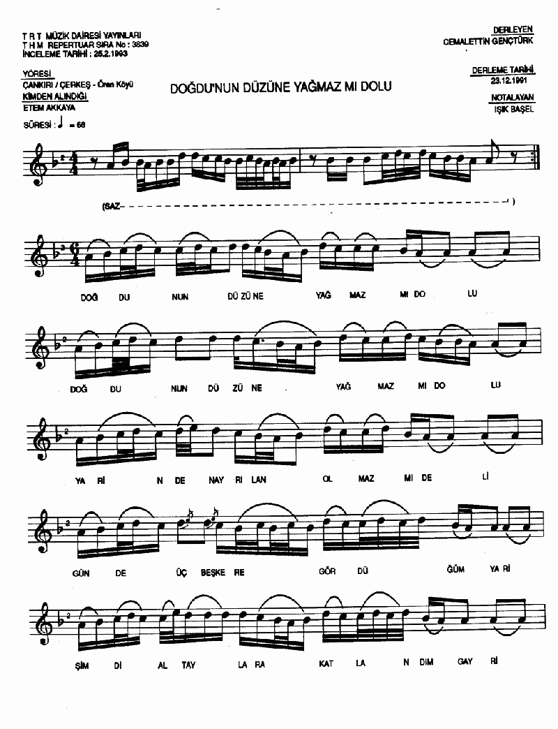 DOĞDU'NUN DÜZÜNE YAĞMAZ MI DOLU