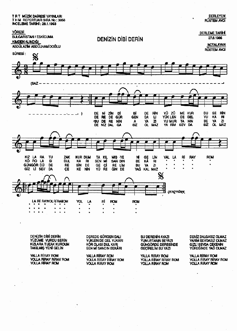 DENİZİN DİBİ DERİN