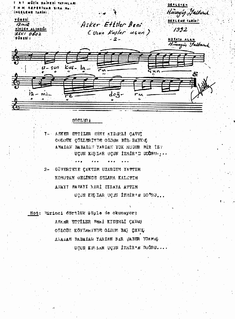 ASKER ETTİLER BENİ (Uçun Kuşlar Uçun)