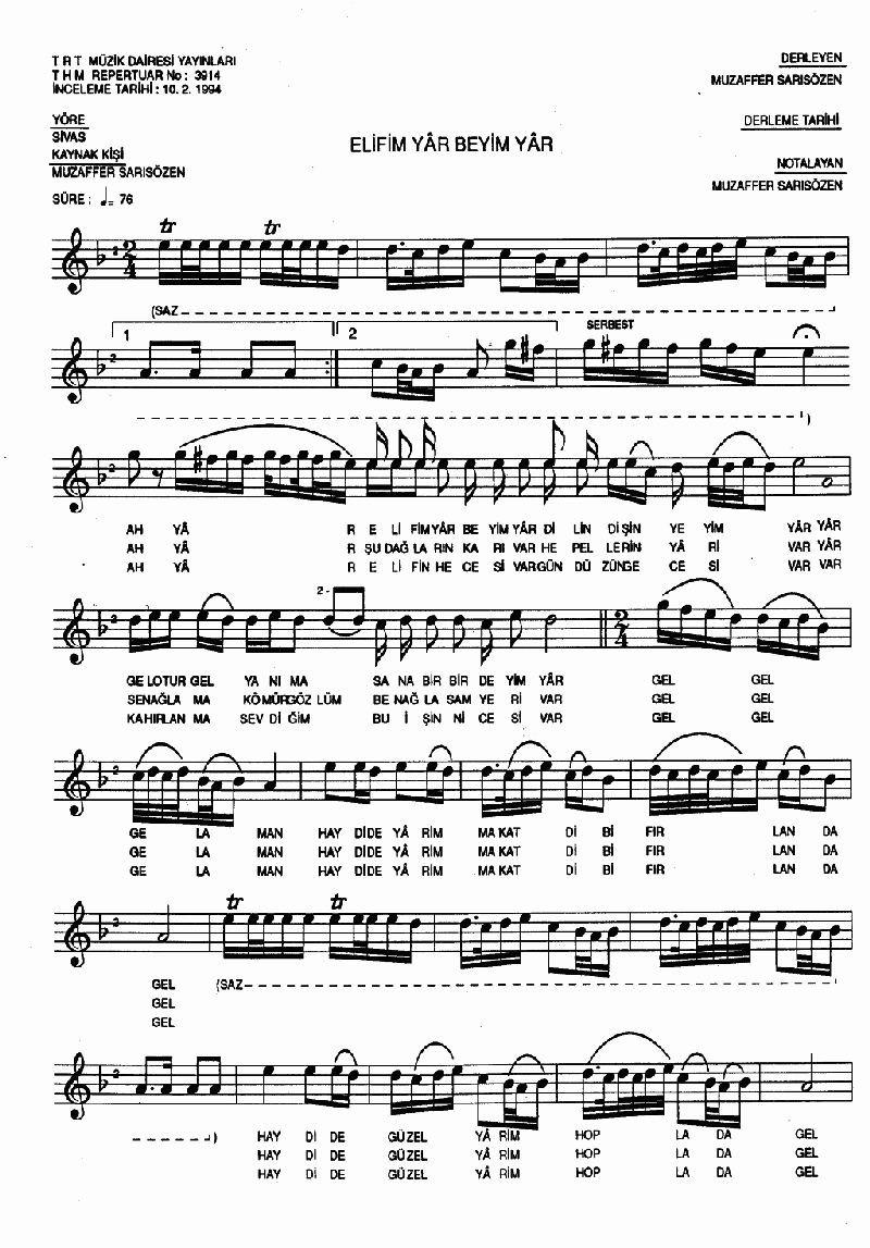 ELİFİM YAR BEYİM YAR