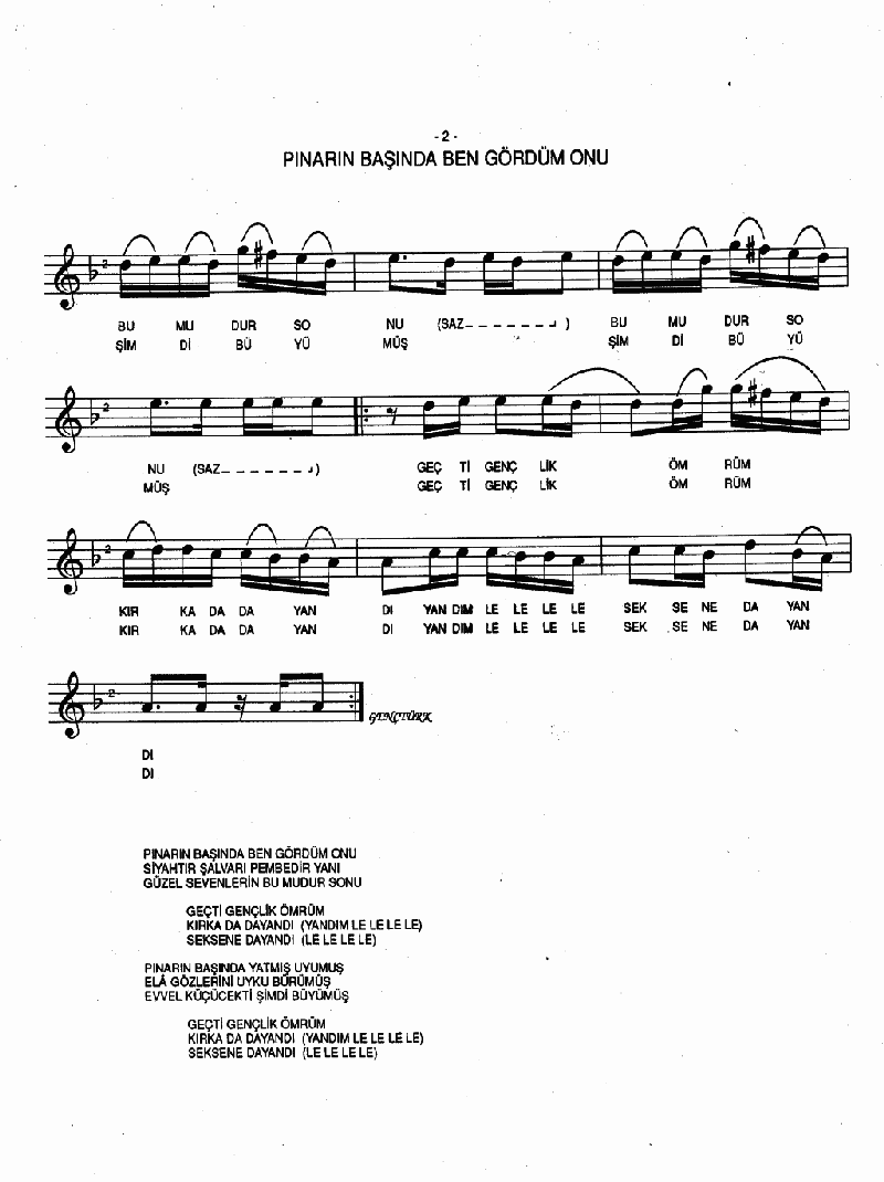 PINARIN BAŞINDA BEN GÖRDÜM ONU