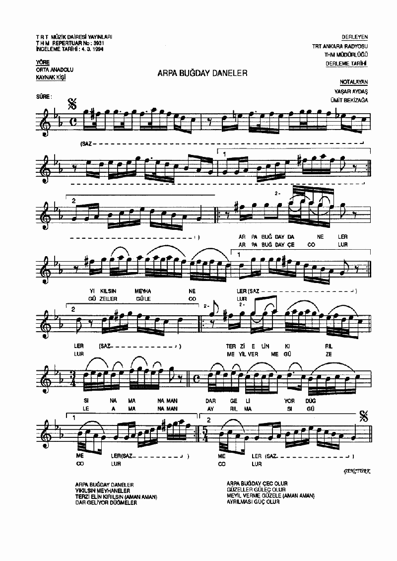 ARPA BUĞDAY DANELER - I