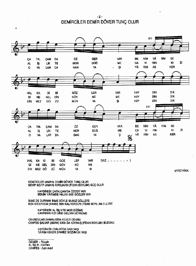 DEMİRCİLER DEMİR DÖVER TUNÇ OLUR