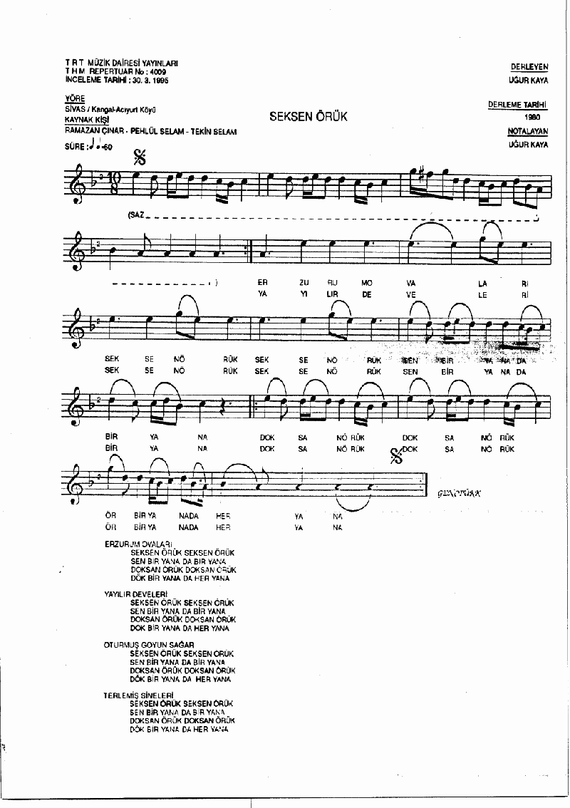 ERZURUM OVALARI (Seksen Örük)