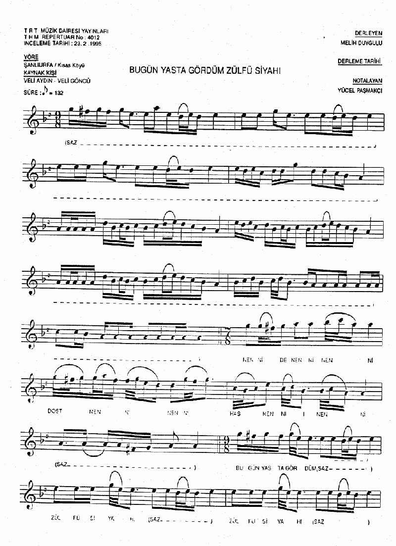 KISAS SEMAHI (Bugün Yasta Gördüm)