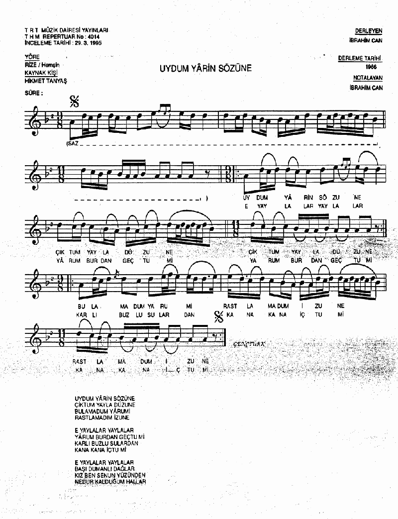 UYDUM YARİN SÖZÜNE