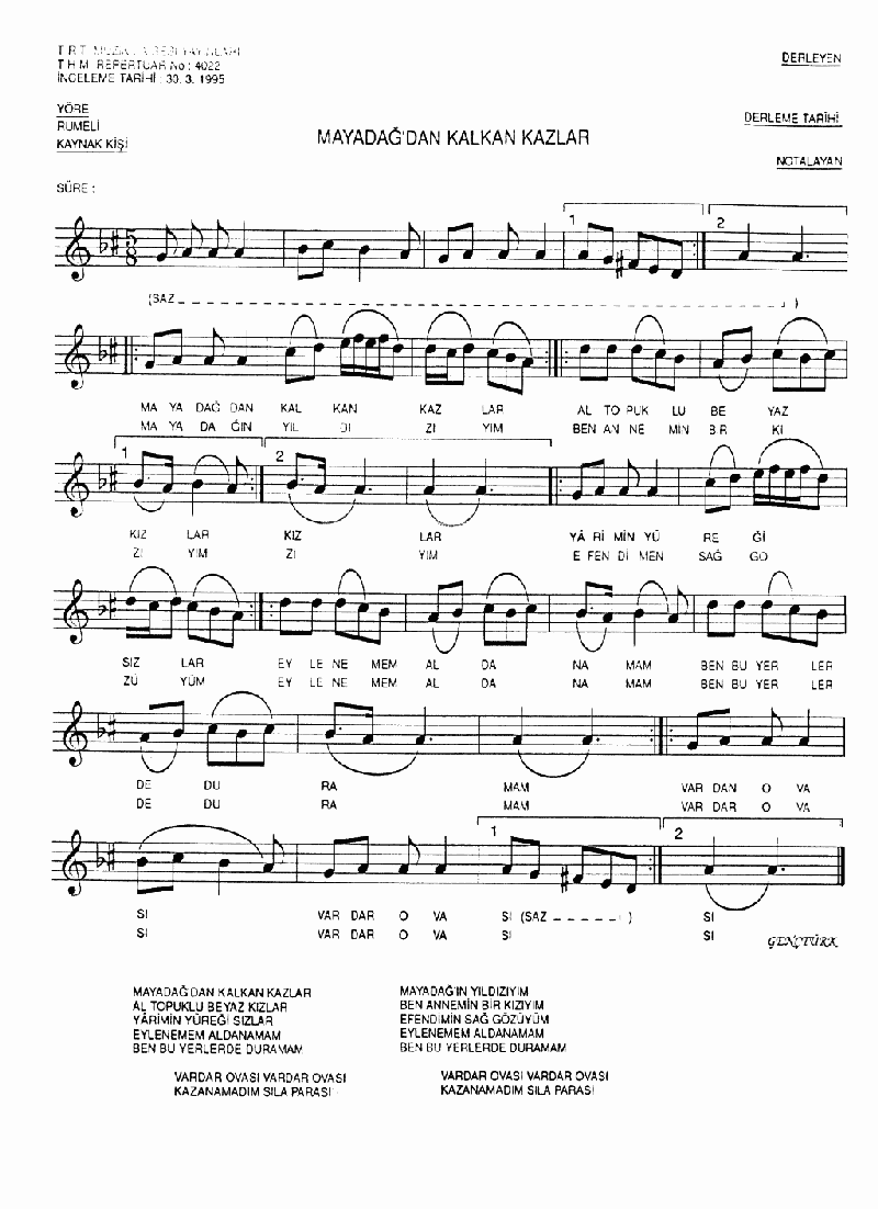 MAYADAĞ'DAN KALKAN KAZLAR