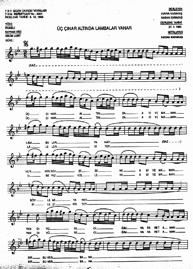 ÜÇ ÇINAR ALTINDA LAMBALAR YANAR