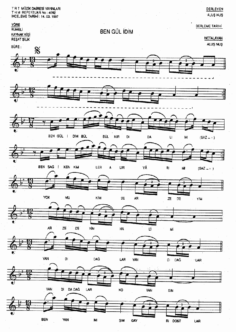 BEN GÜL İDİM BÜLBÜL KIRDI DALIMI