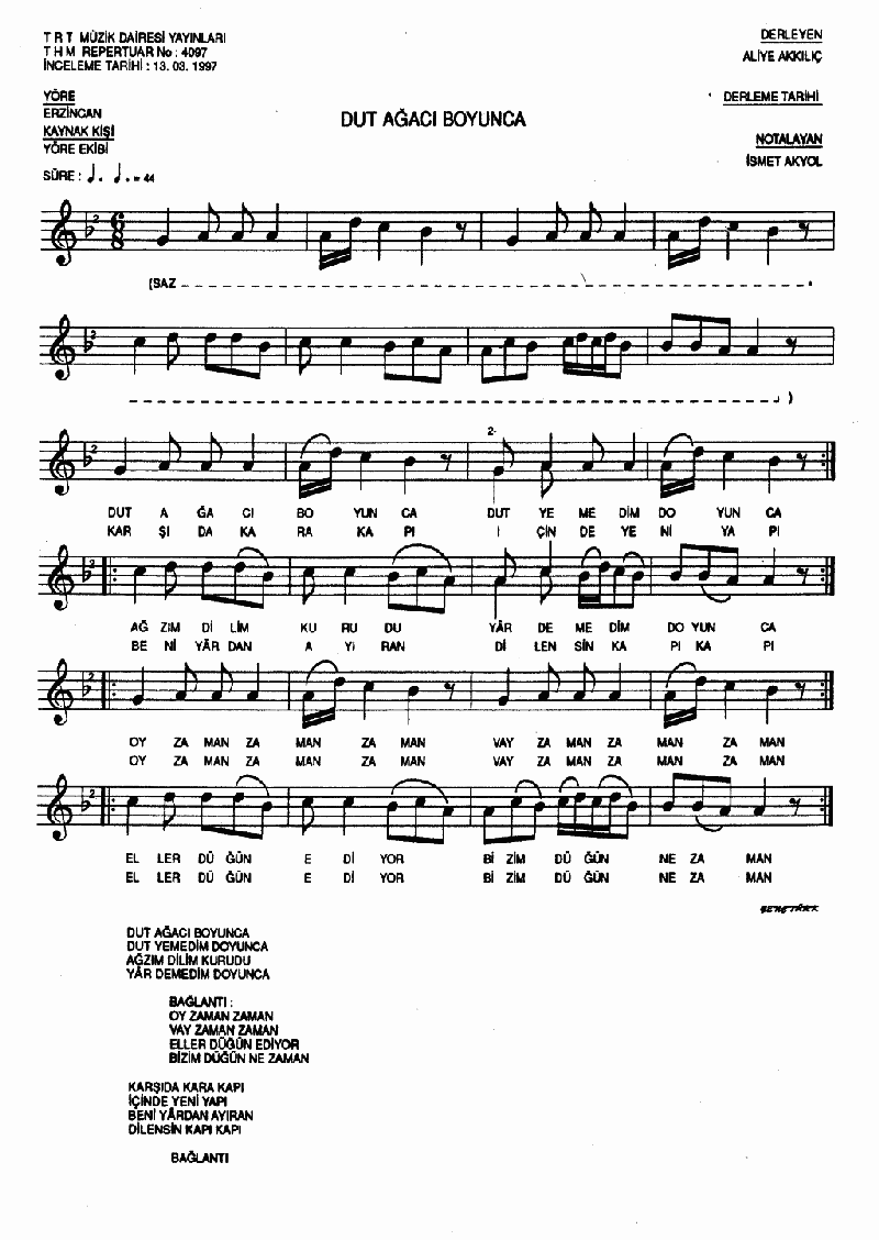 DUT AĞACI BOYUNCA - II