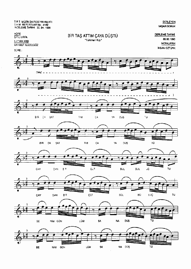 BİR TAŞ ATTIM ÇAYA DÜŞTÜ - I