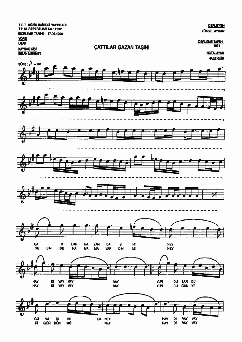 ÇATTILAR GAZAN TAŞINI - I