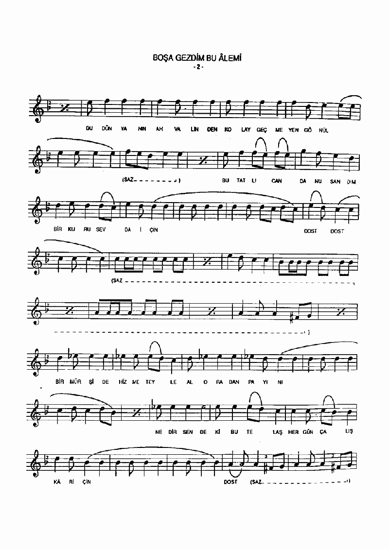 BOŞA GEZDİM BU ALEMİ