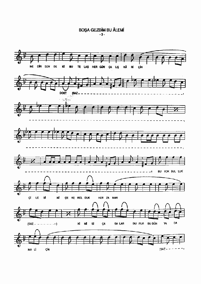 BOŞA GEZDİM BU ALEMİ