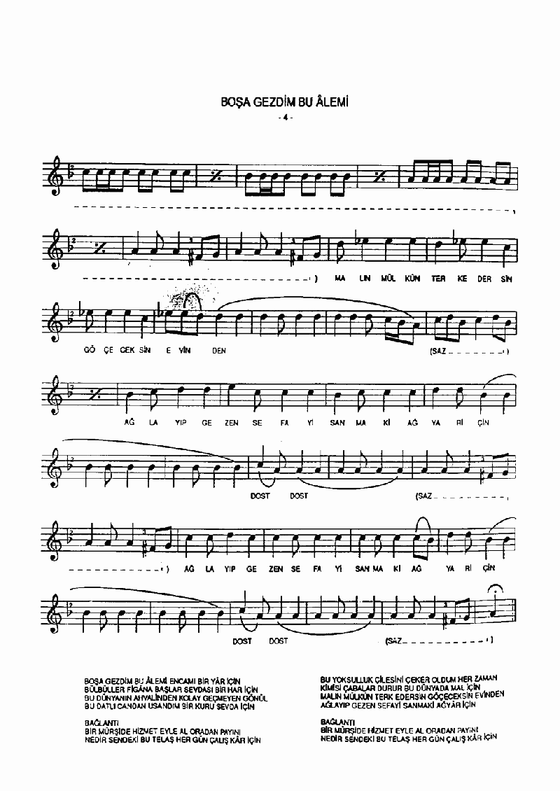 BOŞA GEZDİM BU ALEMİ