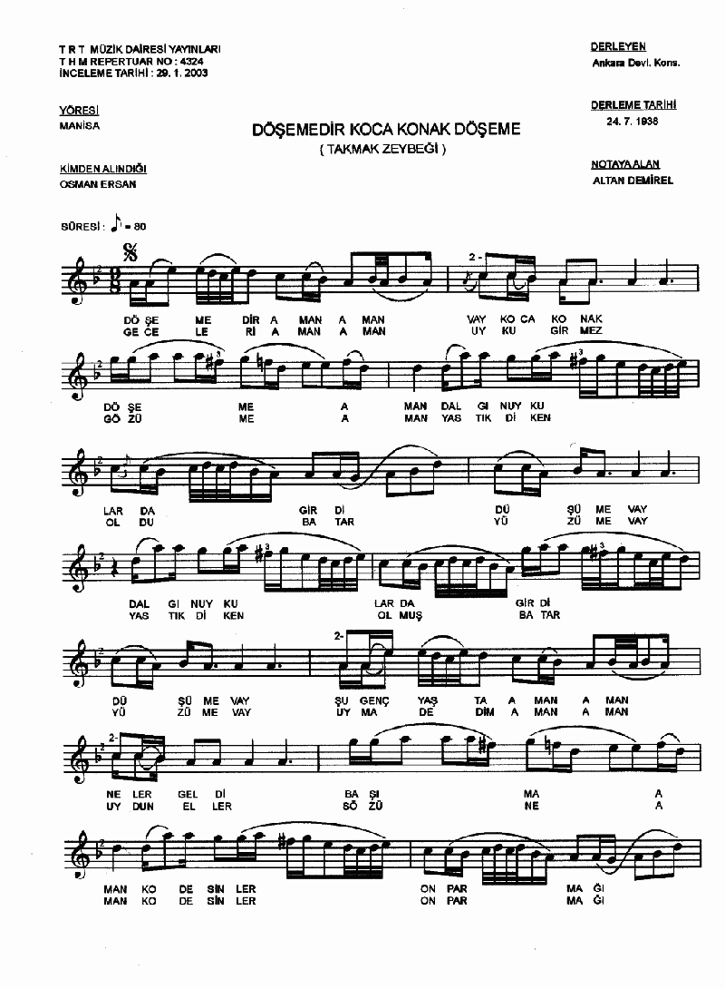 DÖŞEMEDİR KOCA KONAK DÖŞEME (Takmak Zeybeği)