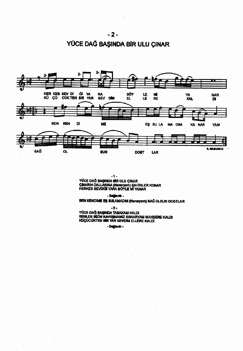 YÜCE DAĞ BAŞINDA BİR ULU ÇINAR - I