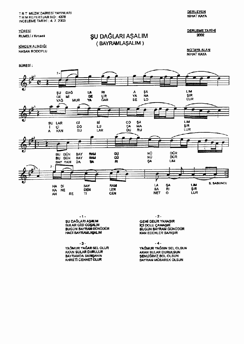 ŞU DAĞLARI AŞALIM