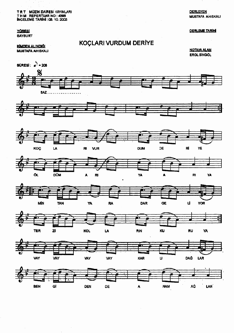 KOÇLARI VURDUM DERİYE