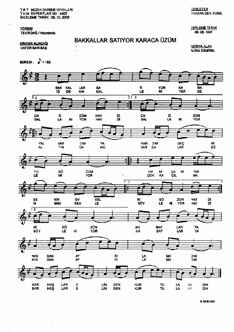 BAKKALLAR SATIYOR KARACA ÜZÜM - II