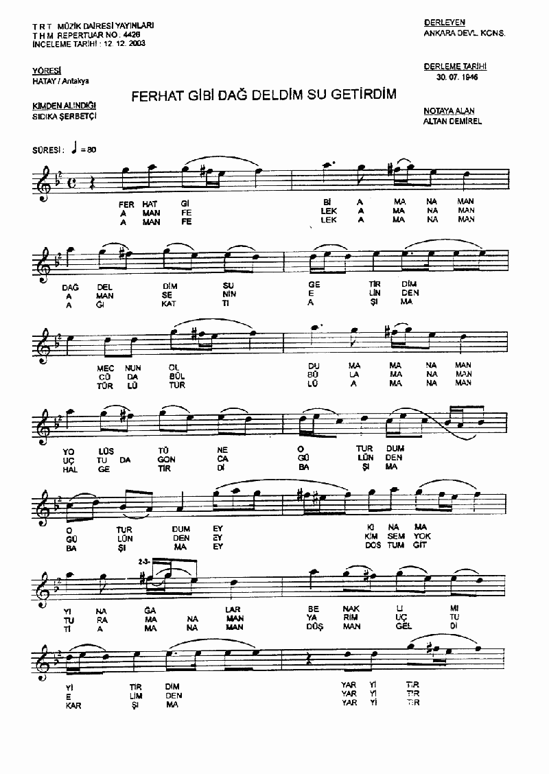 FERHAT GİBİ DAĞ DELDİM SU GETİRDİM