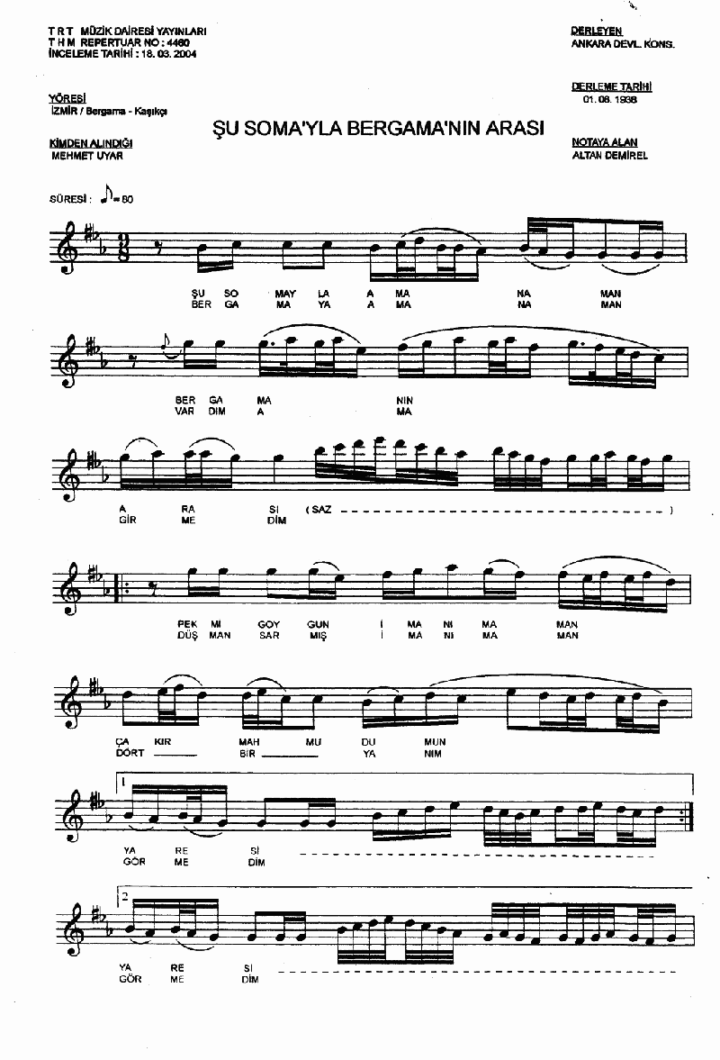 ŞU SOMA'YLA BERGAMA'NIN ARASI