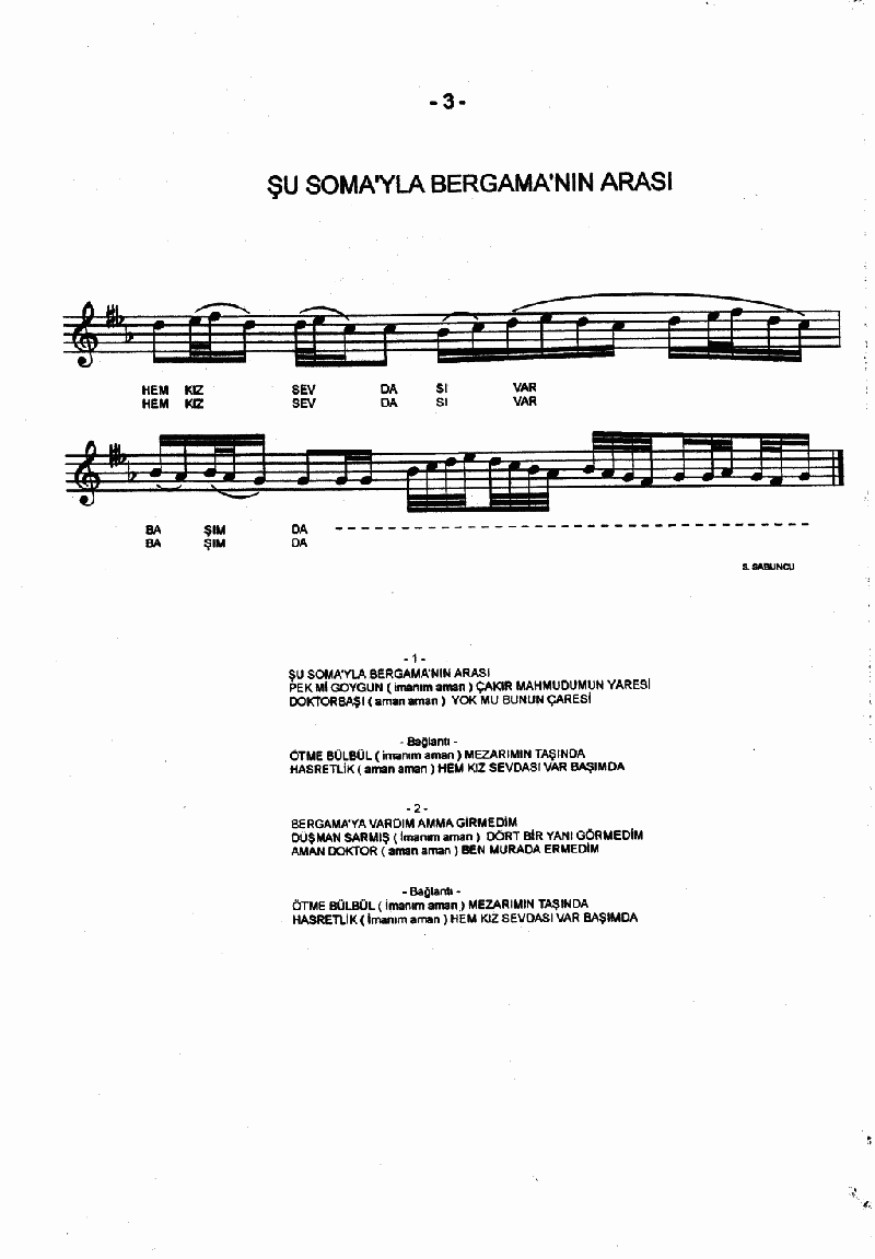 ŞU SOMA'YLA BERGAMA'NIN ARASI