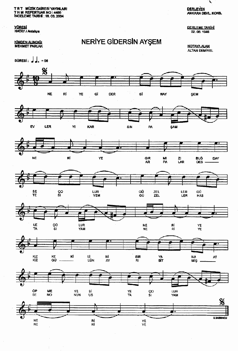 NERİYE GİDERSİN AYŞE'M