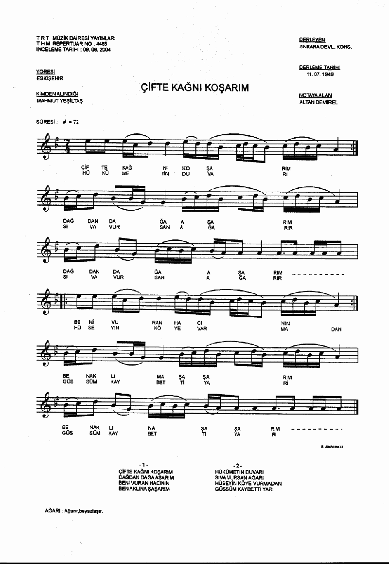 ÇİFTE KAĞNI KOŞARIM